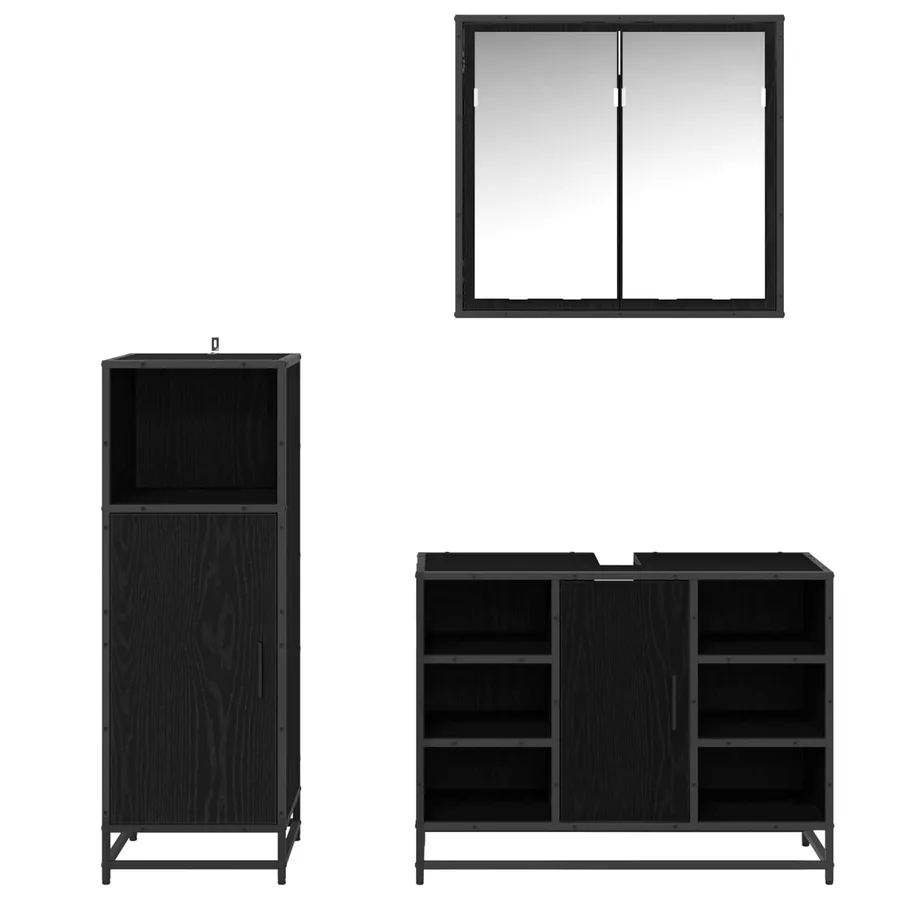 Ensemble de mobilier de salle de bain 3 pcs Chêne noir - 9