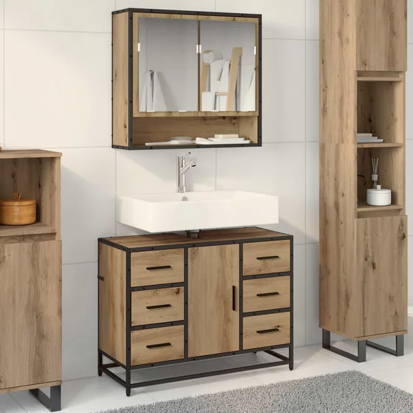 Ensemble de mobilier de salle de bain 2 pc Chêne artisanal