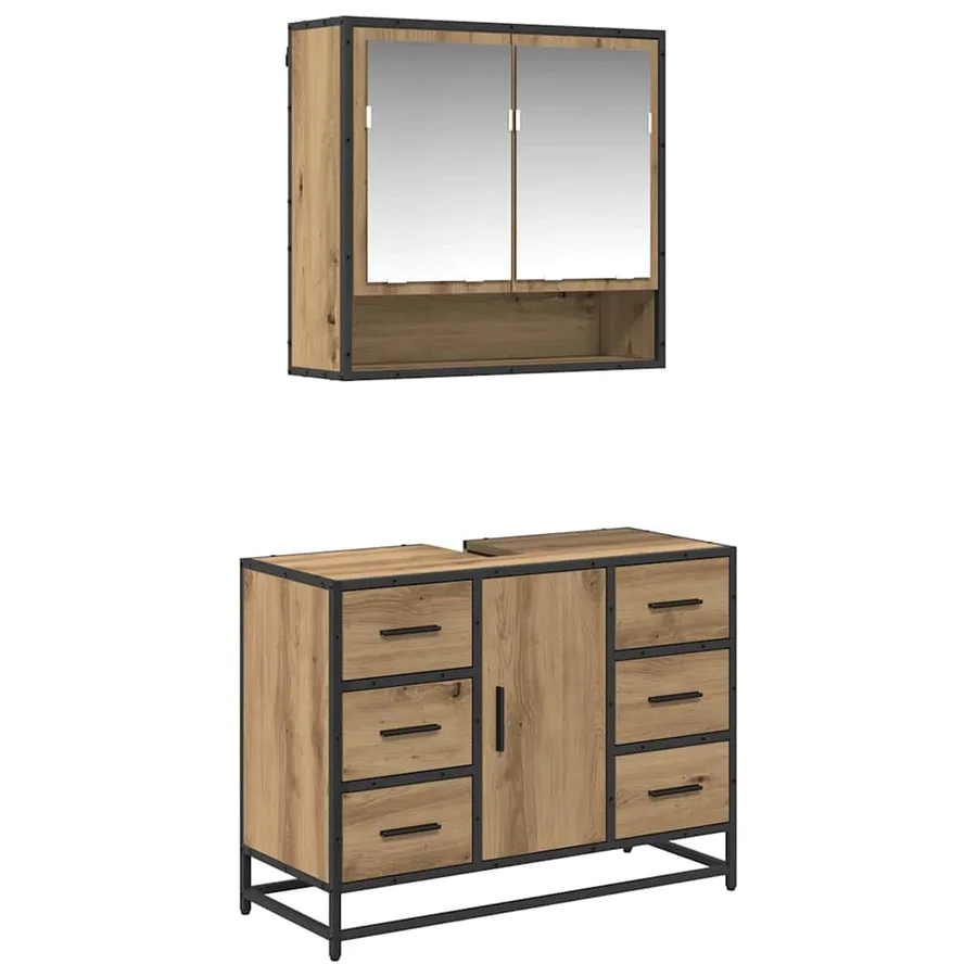 Ensemble de mobilier de salle de bain 2 pc Chêne artisanal - 2
