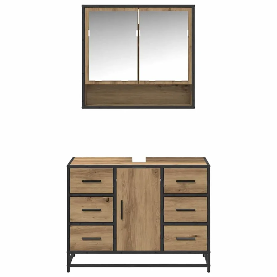 Ensemble de mobilier de salle de bain 2 pc Chêne artisanal - 7