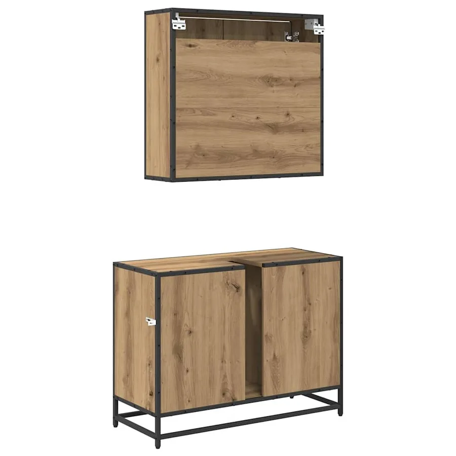 Ensemble de mobilier de salle de bain 2 pc Chêne artisanal - 9