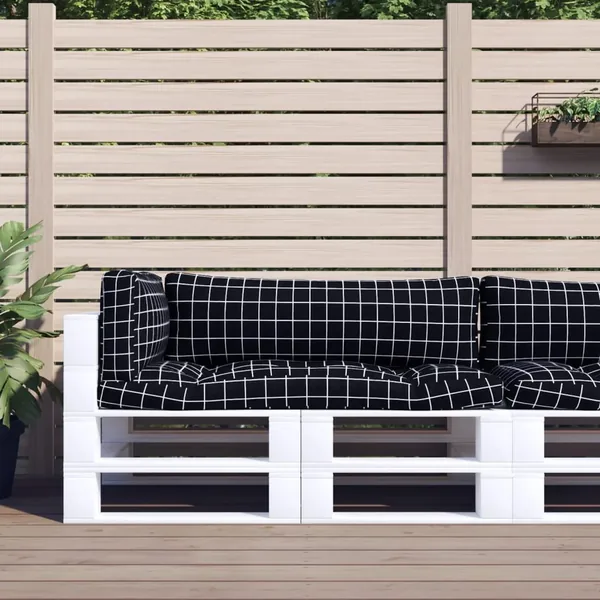 Coussins de palette lot de 3 motif à carreaux noir tissu Oxford