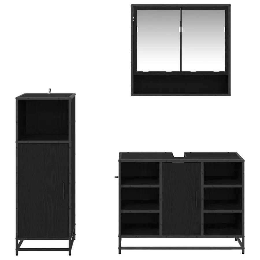 Ensemble de mobilier de salle de bain 3 pcs Chêne noir - 5