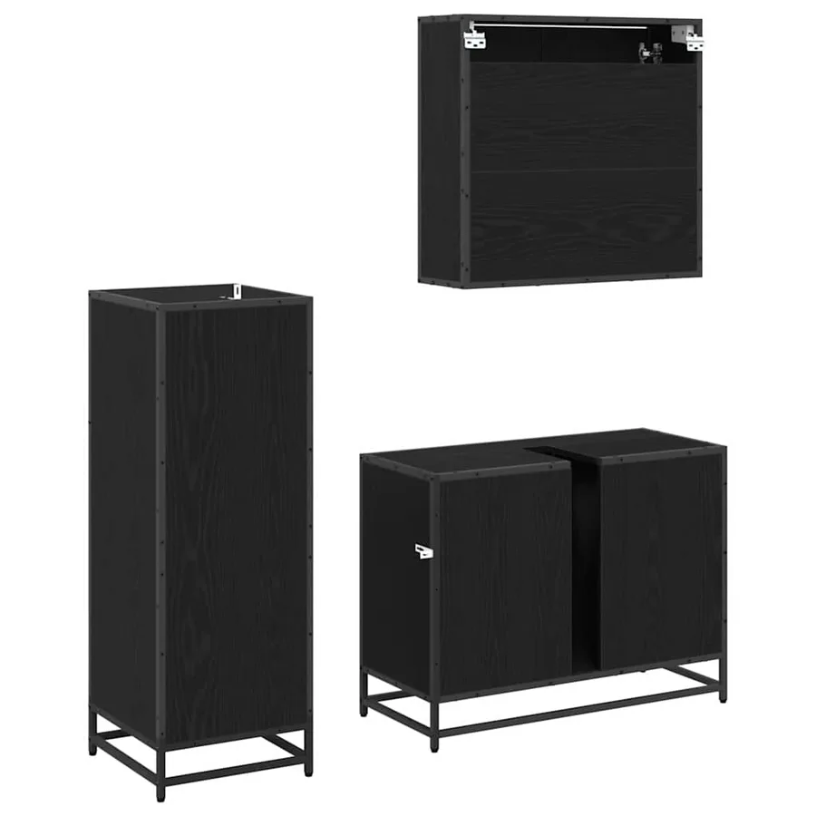 Ensemble de mobilier de salle de bain 3 pcs Chêne noir - 6