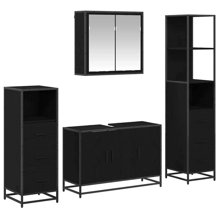 Ensemble de mobilier de salle de bain 4 pcs Chêne noir - 2