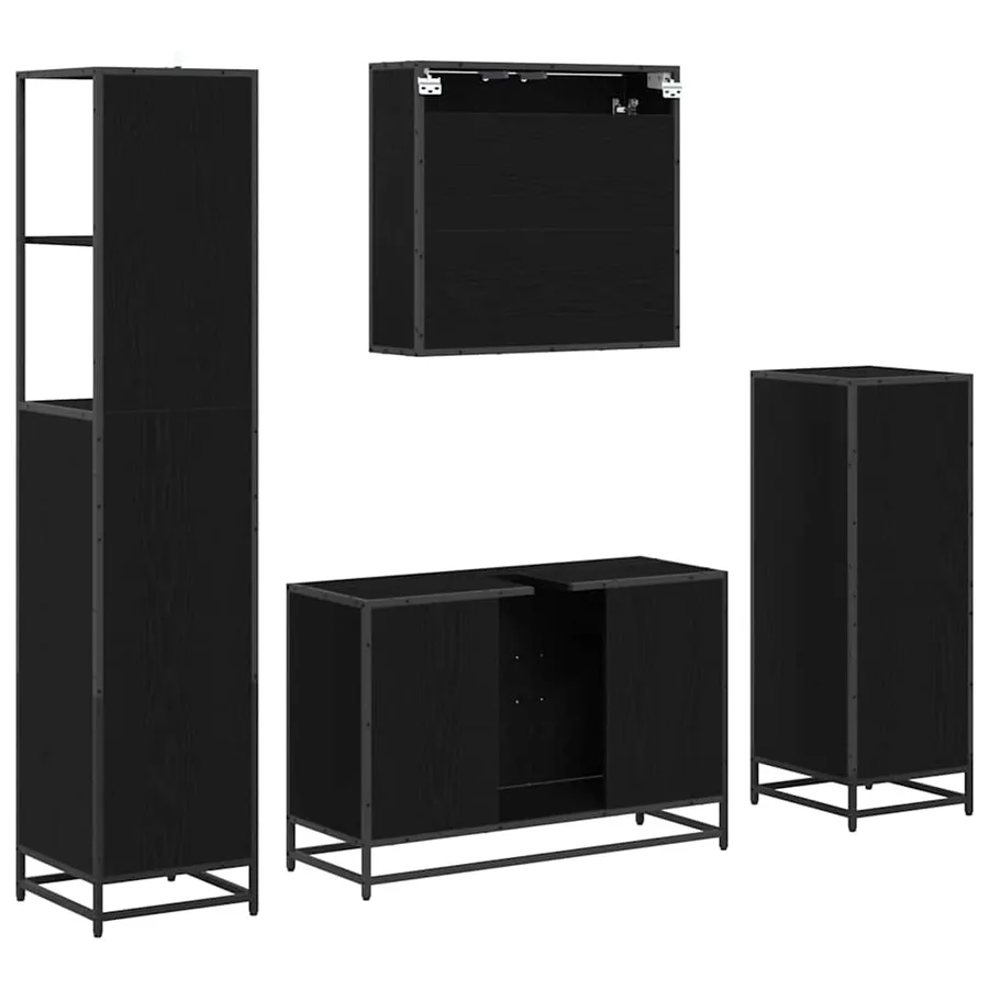 Ensemble de mobilier de salle de bain 4 pcs Chêne noir - 8