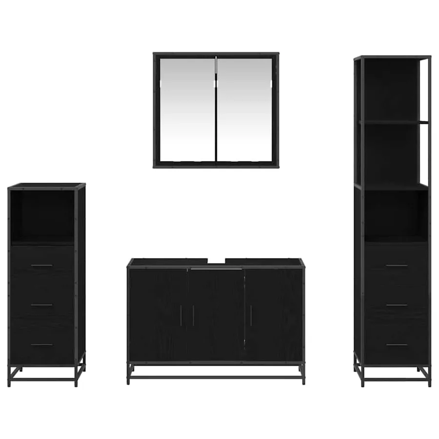 Ensemble de mobilier de salle de bain 4 pcs Chêne noir - 9