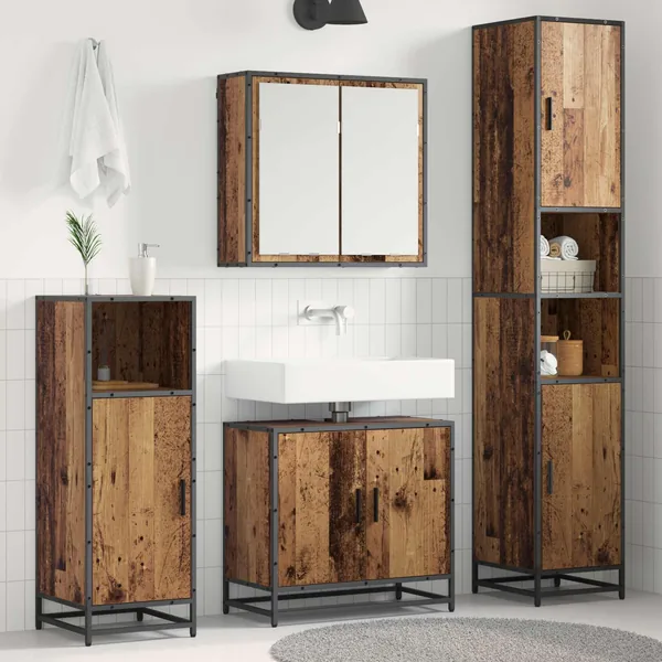 Ensemble de mobilier de salle de bain 3 pcs Bois Ancien
