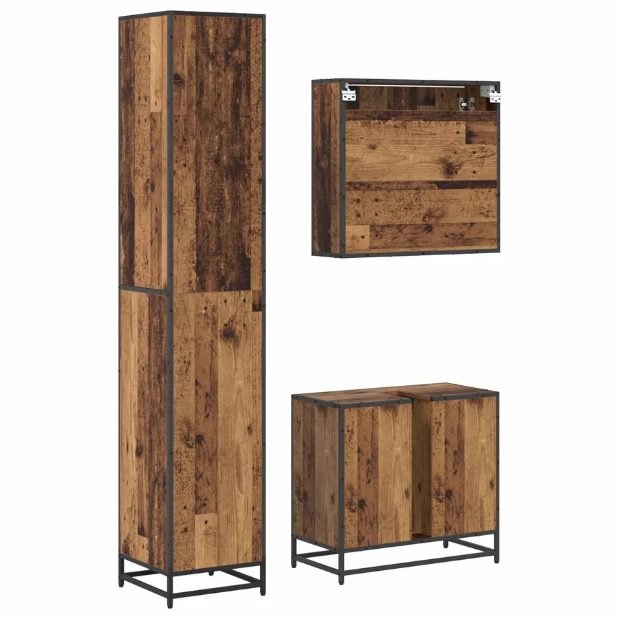 Ensemble de mobilier de salle de bain 3 pcs Bois Ancien - 12