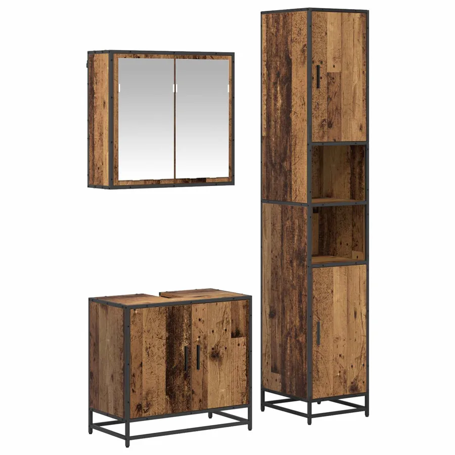 Ensemble de mobilier de salle de bain 3 pcs Bois Ancien - 6