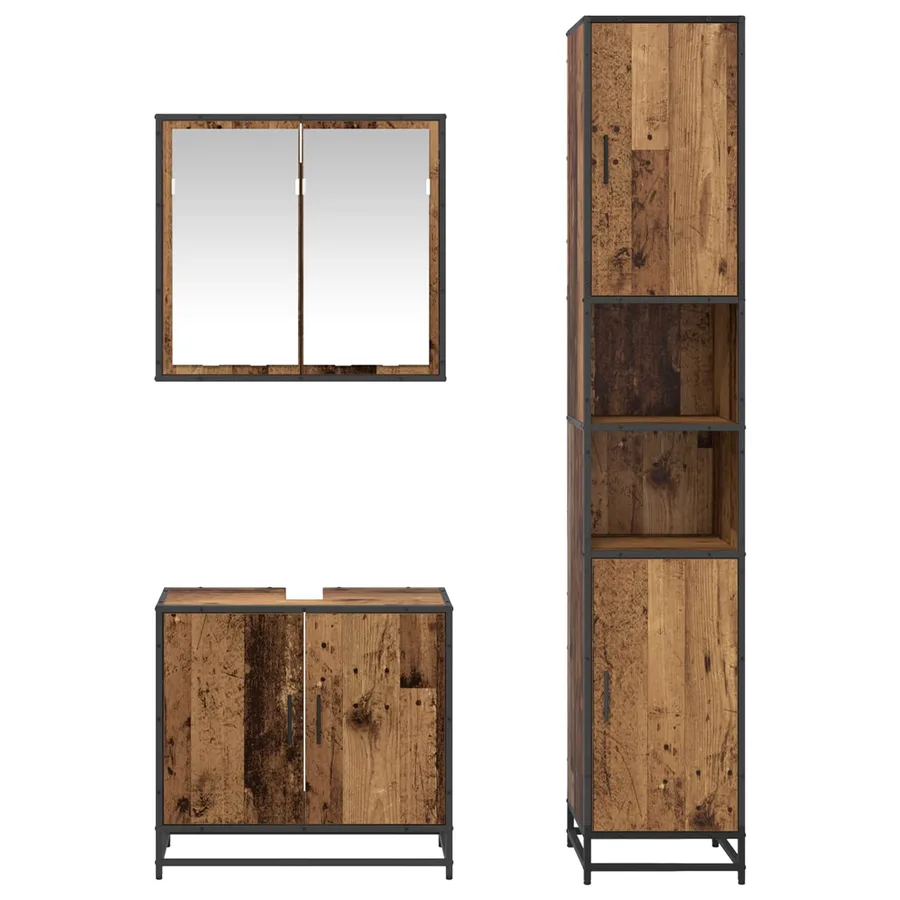 Ensemble de mobilier de salle de bain 3 pcs Bois Ancien - 8