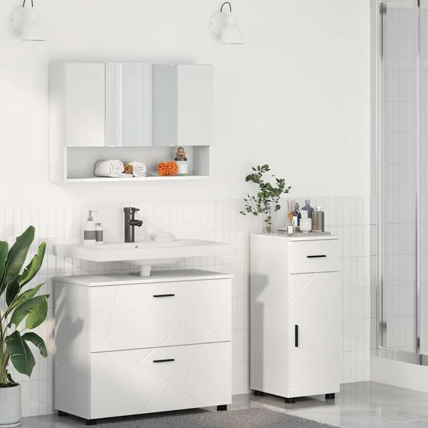 Ensemble de mobilier de salle de bain avec tiroir 3 pcs Blanc