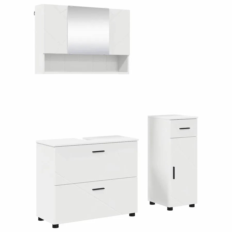 Ensemble de mobilier de salle de bain avec tiroir 3 pcs Blanc - 2
