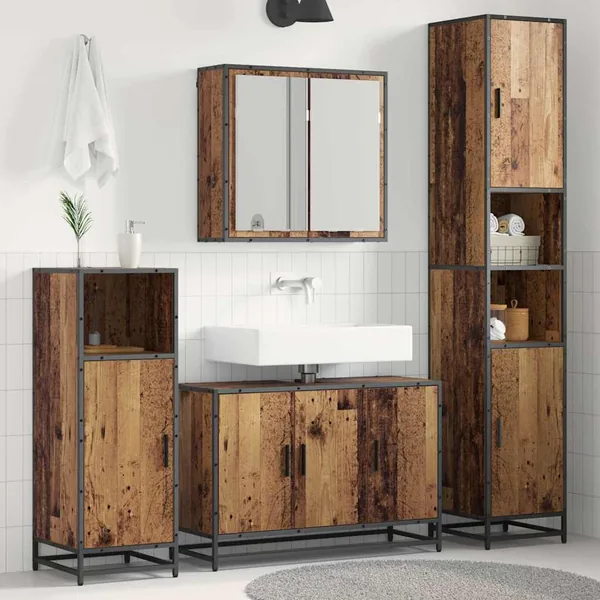 Ensemble de mobilier de salle de bain 3 pcs Bois Ancien