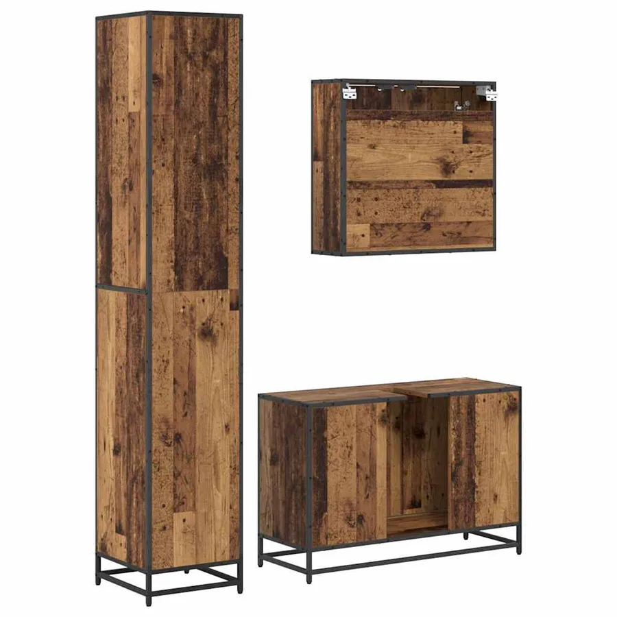 Ensemble de mobilier de salle de bain 3 pcs Bois Ancien - 9