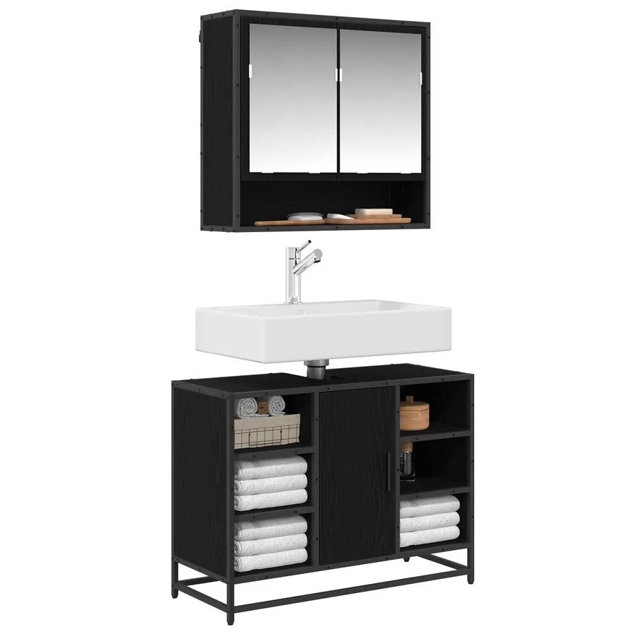 Ensemble de mobilier de salle de bain 2 pcs Chêne noir - 3