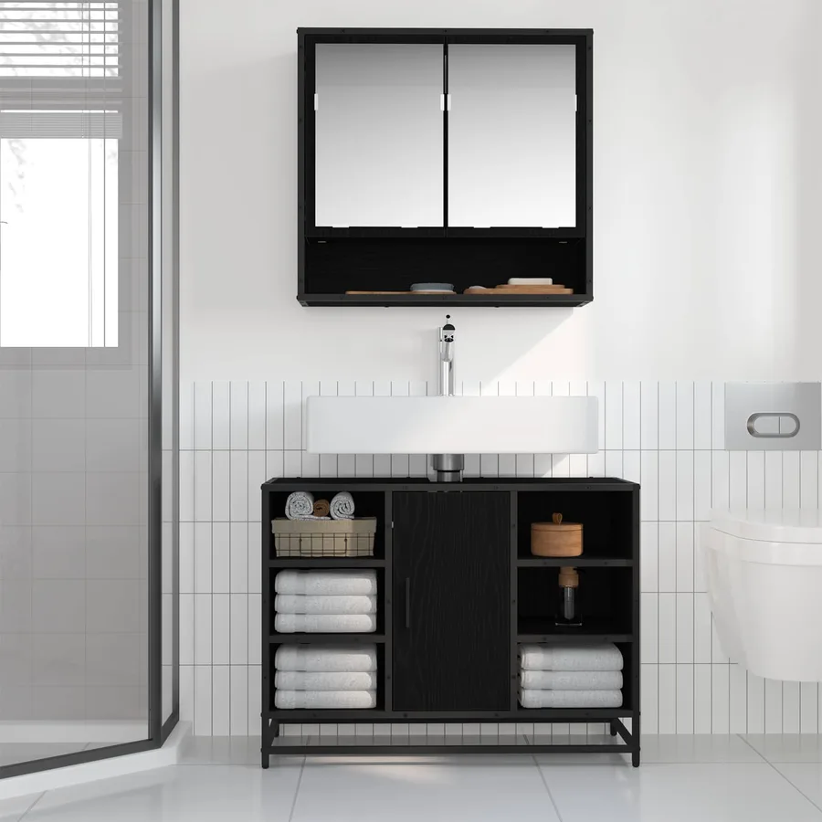 Ensemble de mobilier de salle de bain 2 pcs Chêne noir - 4