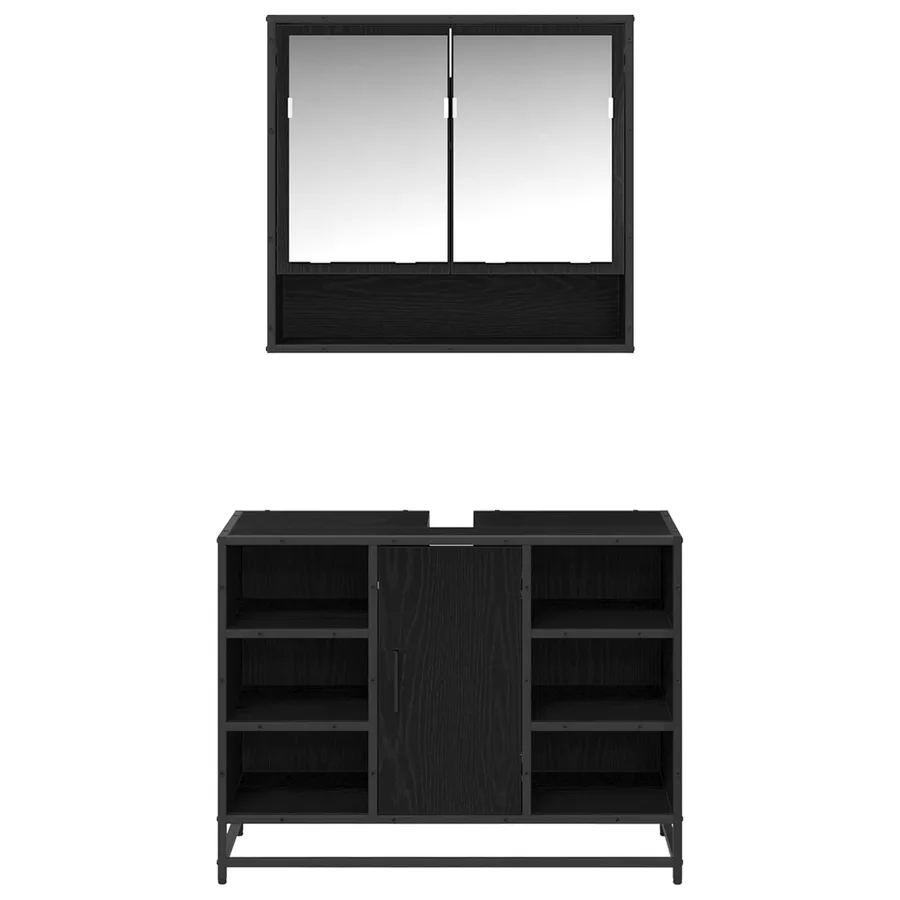 Ensemble de mobilier de salle de bain 2 pcs Chêne noir - 7