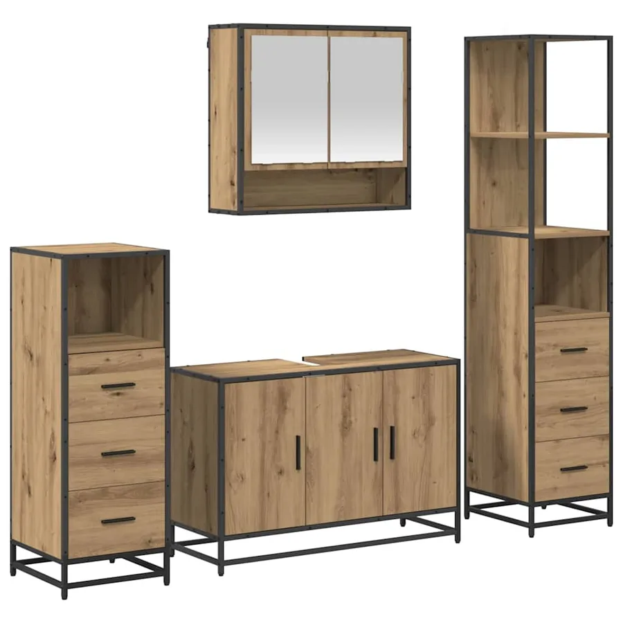 Ensemble de mobilier de salle de bain 4 pc Chêne artisanal - 2