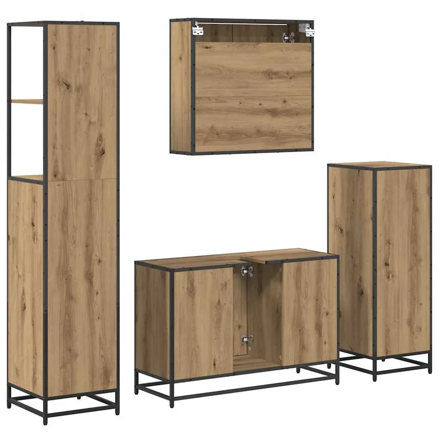 Ensemble de mobilier de salle de bain 4 pc Chêne artisanal - 8