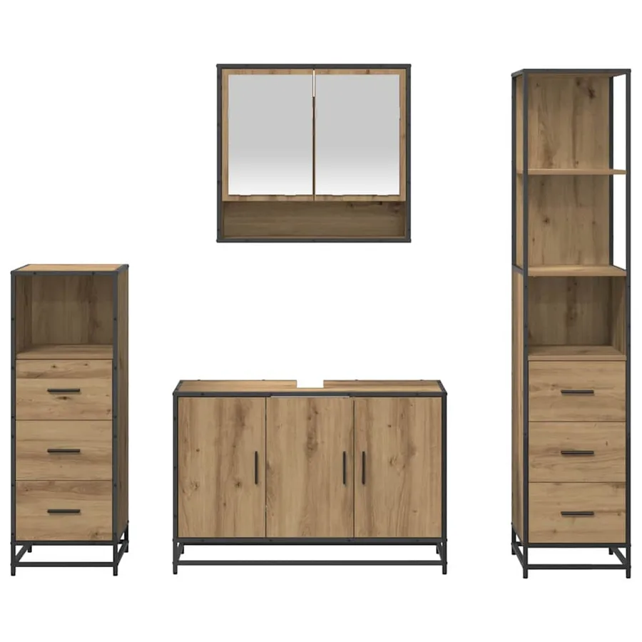 Ensemble de mobilier de salle de bain 4 pc Chêne artisanal - 9