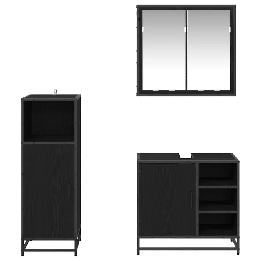 Ensemble de mobilier de salle de bain 3 pcs Chêne noir - 4