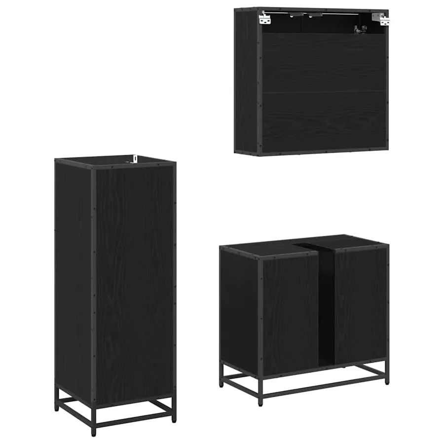 Ensemble de mobilier de salle de bain 3 pcs Chêne noir - 5