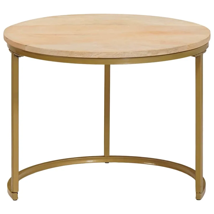 Tables basses gigognes 2 pcs Bois de mangue massif et acier - 6