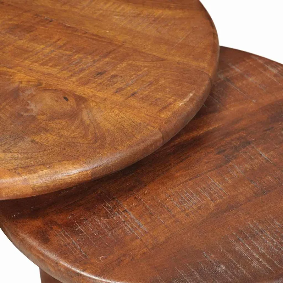 Tables basses gigognes 3 pcs Marron miel Bois de mangue massif - 8