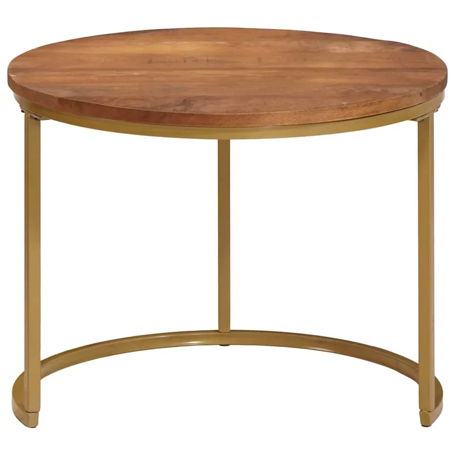 Tables basses gigognes 3 pcs Bois de mangue massif et acier - 6