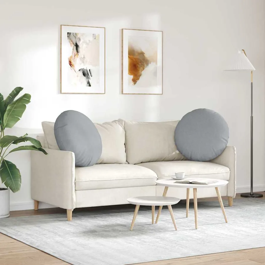 Coussins de siège 2 pcs Gris clair Ø80 x 29 cm tissu - 4