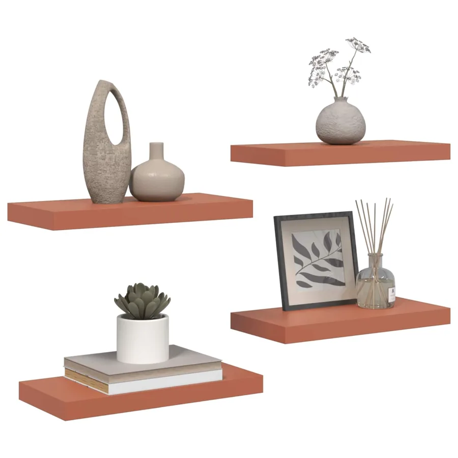Étagère Murale 4 pcs Rouge 50 x 23 x 4 cm Bois d'ingénierie - 3