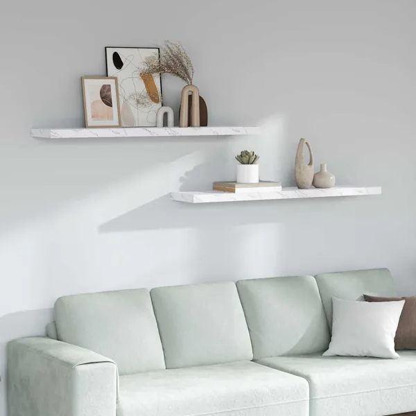 Étagère Murale 2 pcs Marbre blanc 120 x 23,5 x 4 cm