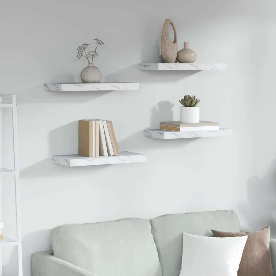 Étagère Murale 4 pcs Marbre blanc 50 x 23,5 x 4 cm