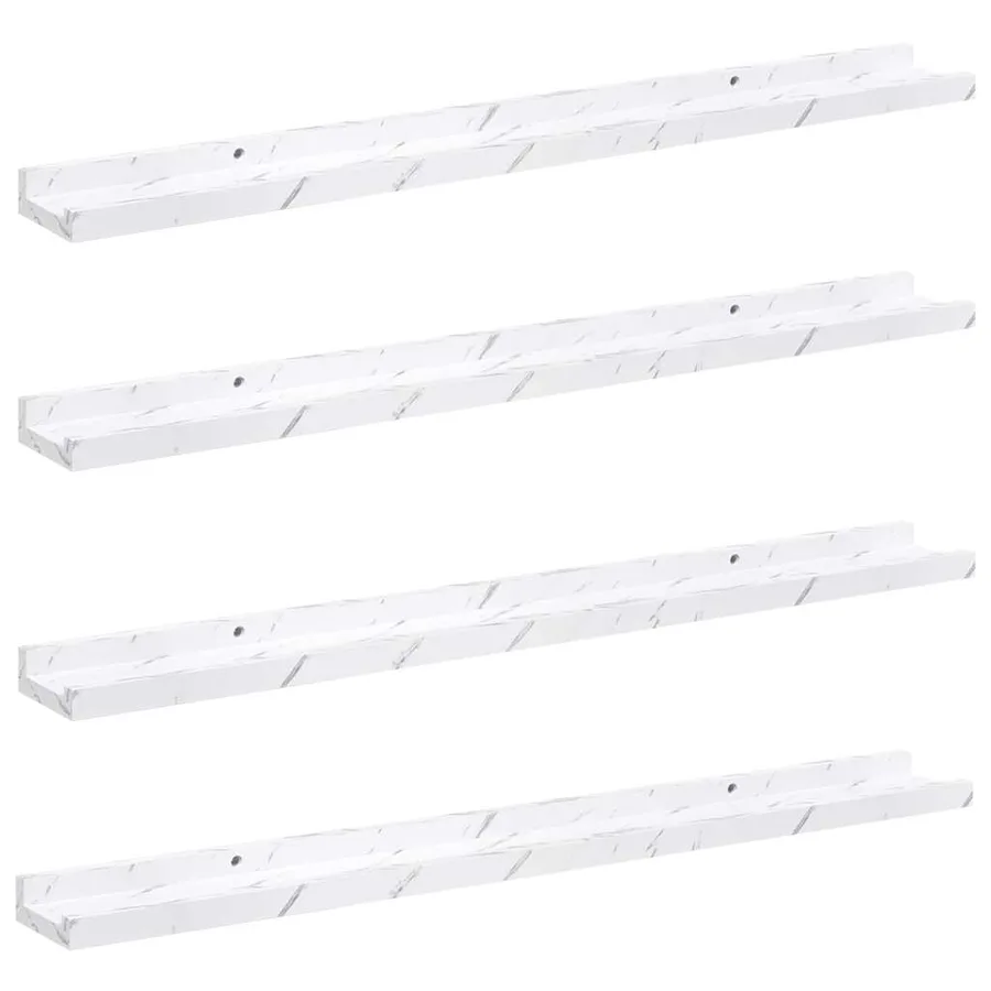 Étagère Murale Montage mural 4 pcs Marbre blanc 80 x 9 x 3 cm - 2