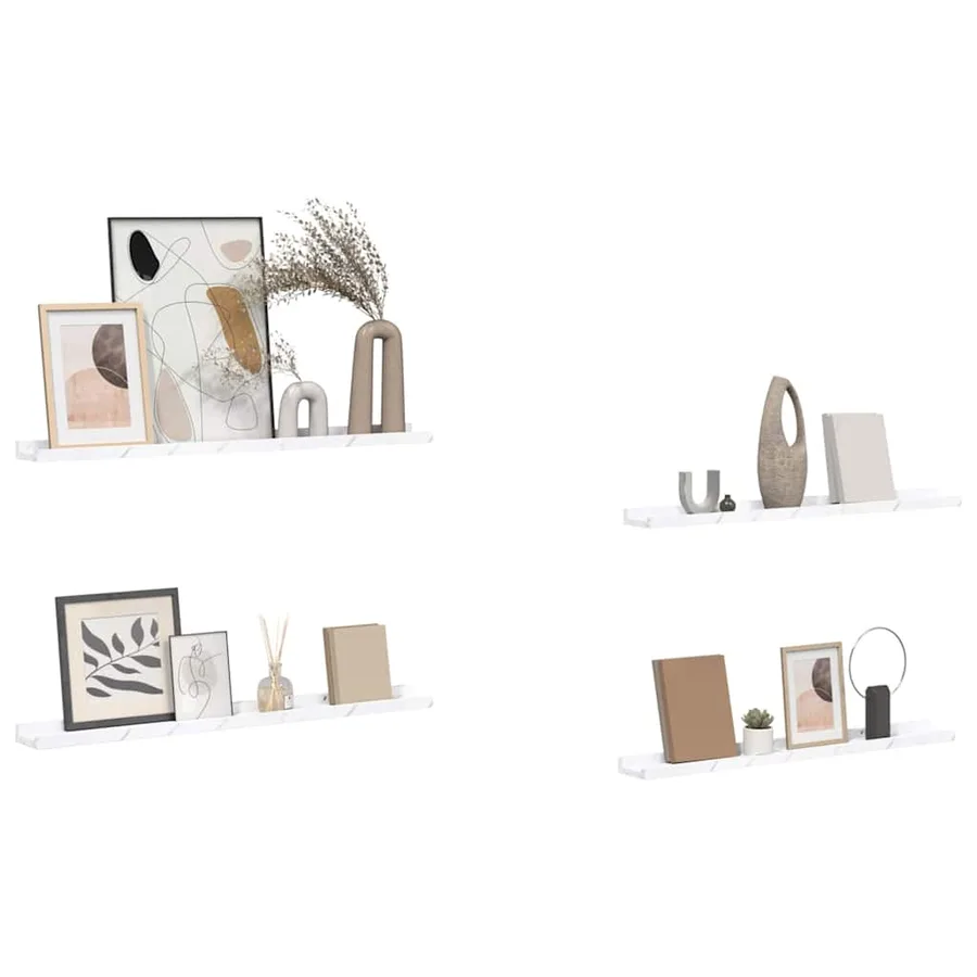 Étagère Murale Montage mural 4 pcs Marbre blanc 80 x 9 x 3 cm - 3