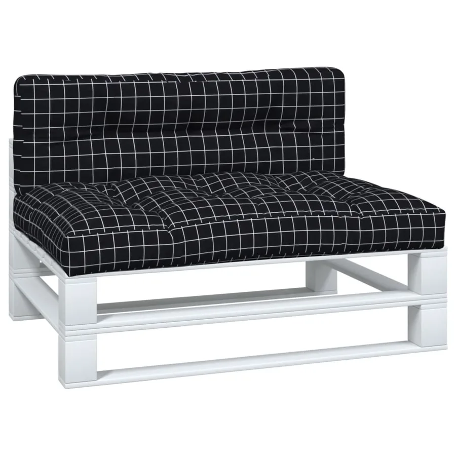Coussins de palette lot de 2 motif à carreaux noir tissu - 3