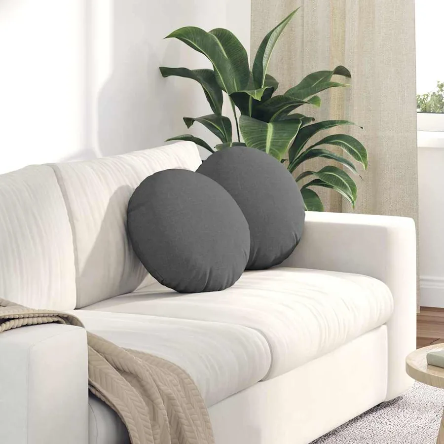 Coussins de siège 2 pcs Gris foncé Ø40 x 13 cm tissu