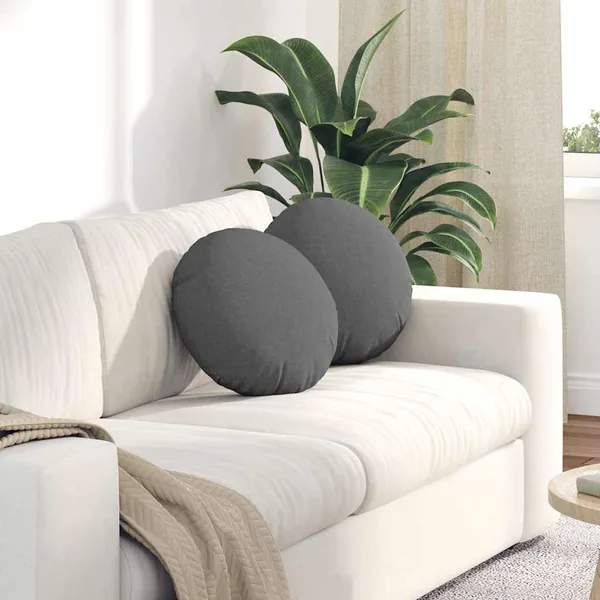 Coussins de siège 2 pcs Gris foncé Ø40 x 13 cm tissu