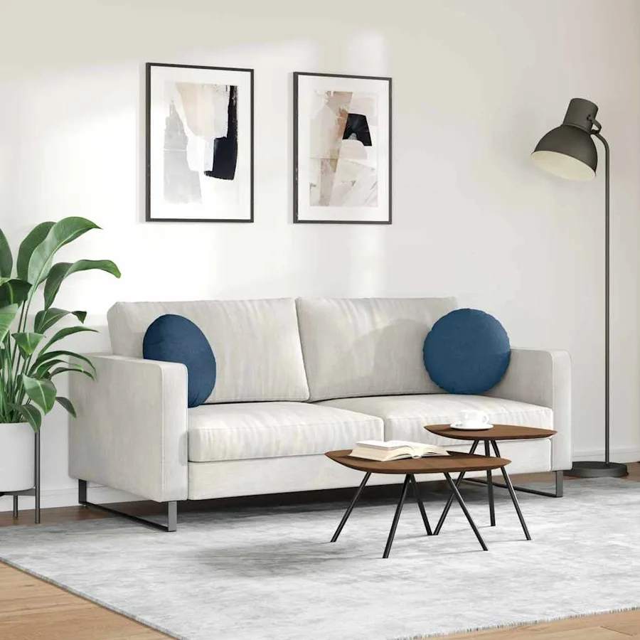 Coussins de siège 2 pcs Bleu Ø40 x 13 cm tissu - 4