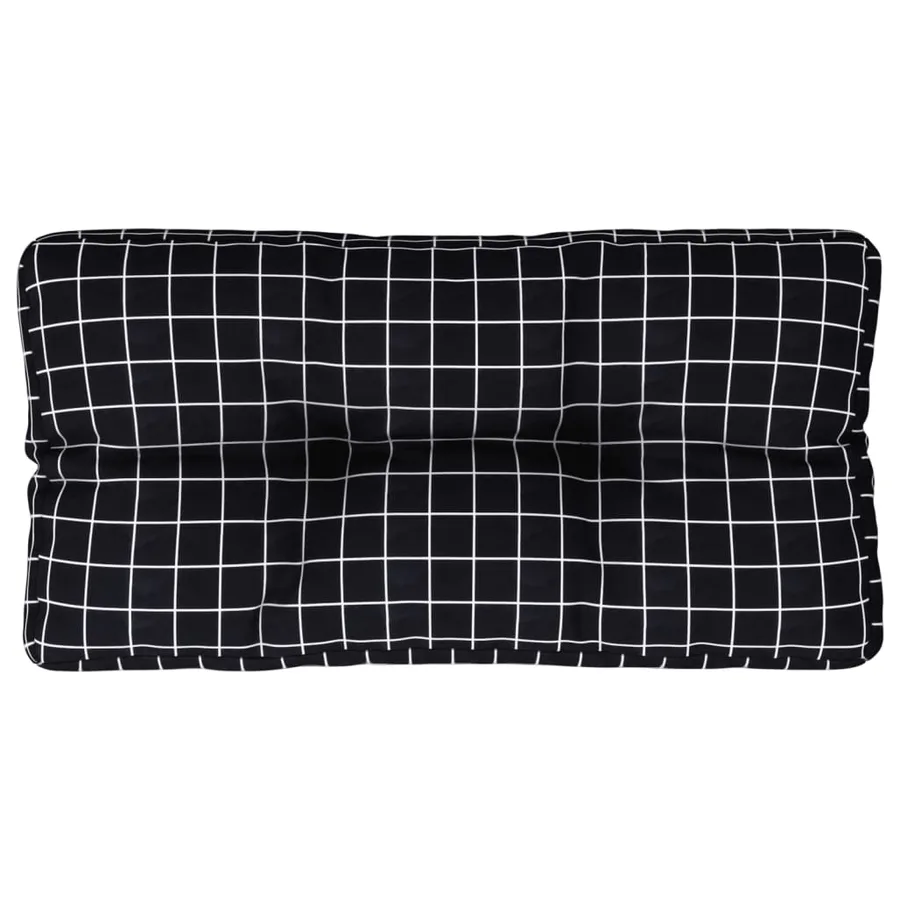 Coussin de palette motif à carreaux noir 70x40x12 cm tissu - 2