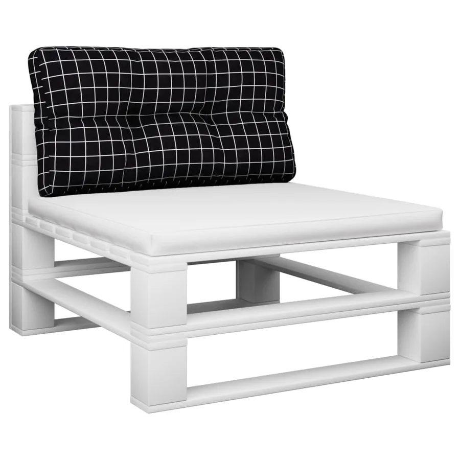 Coussin de palette motif à carreaux noir 70x40x12 cm tissu - 3