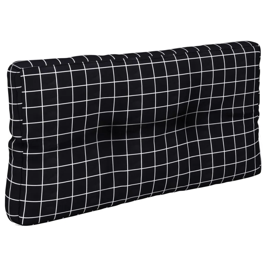 Coussin de palette motif à carreaux noir 70x40x12 cm tissu - 4