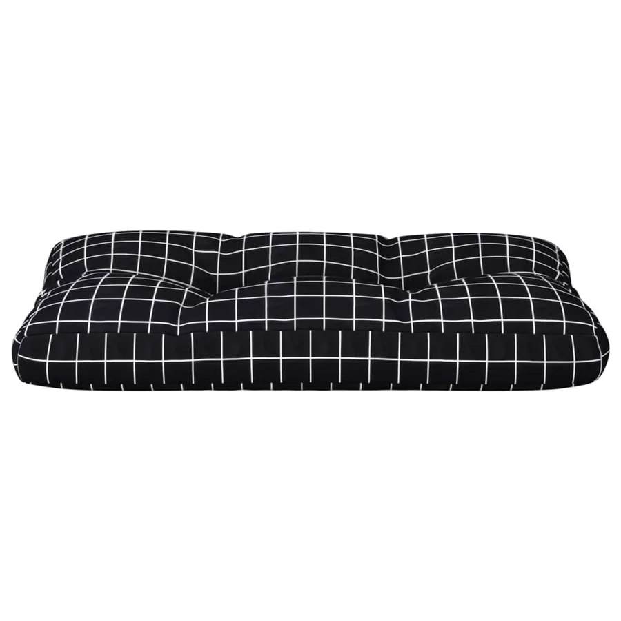 Coussin de palette motif à carreaux noir 70x40x12 cm tissu - 5