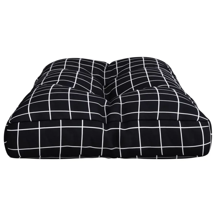 Coussin de palette motif à carreaux noir 70x40x12 cm tissu - 6