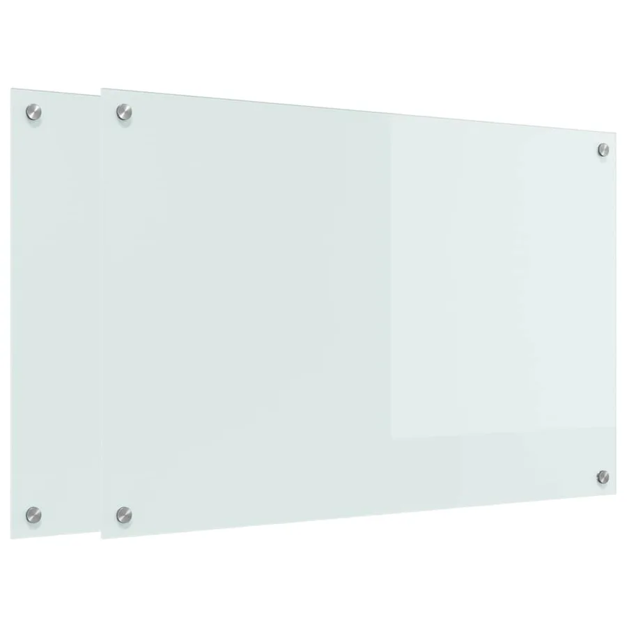 Crédence de cuisine 2 pcs Blanc 90 x 60 cm verre trempé - 2