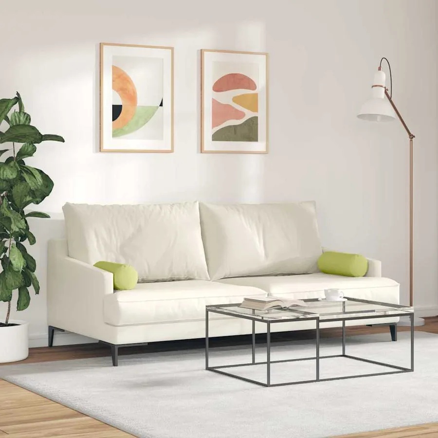 Coussins d'accent 2 pcs Vert clair Ø 15 x 40 cm tissu - 4