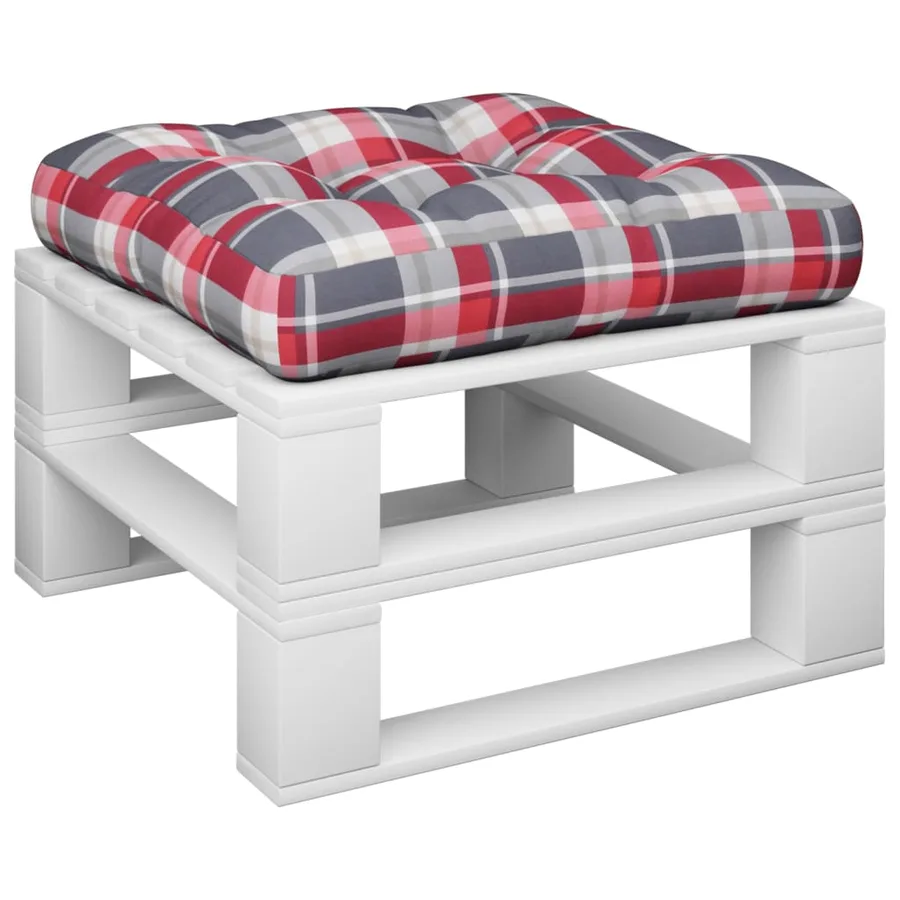 Coussin de palette motif à carreaux rouge 50x50x12 cm tissu - 3