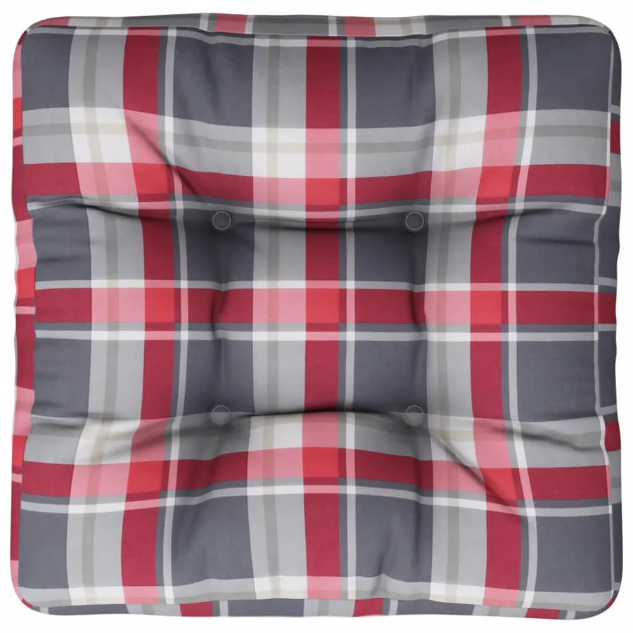 Coussin de palette motif à carreaux rouge 50x50x12 cm tissu - 6