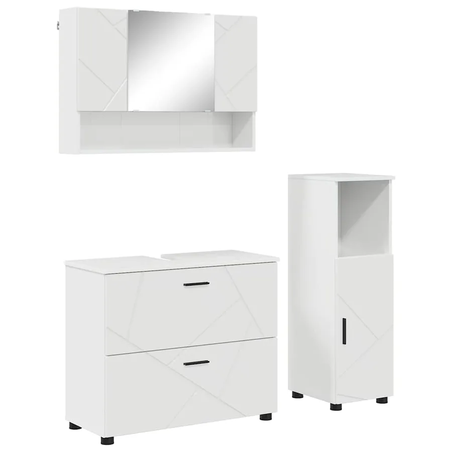 Ensemble de mobilier de salle de bain 3 pcs Blanc brillant - 2